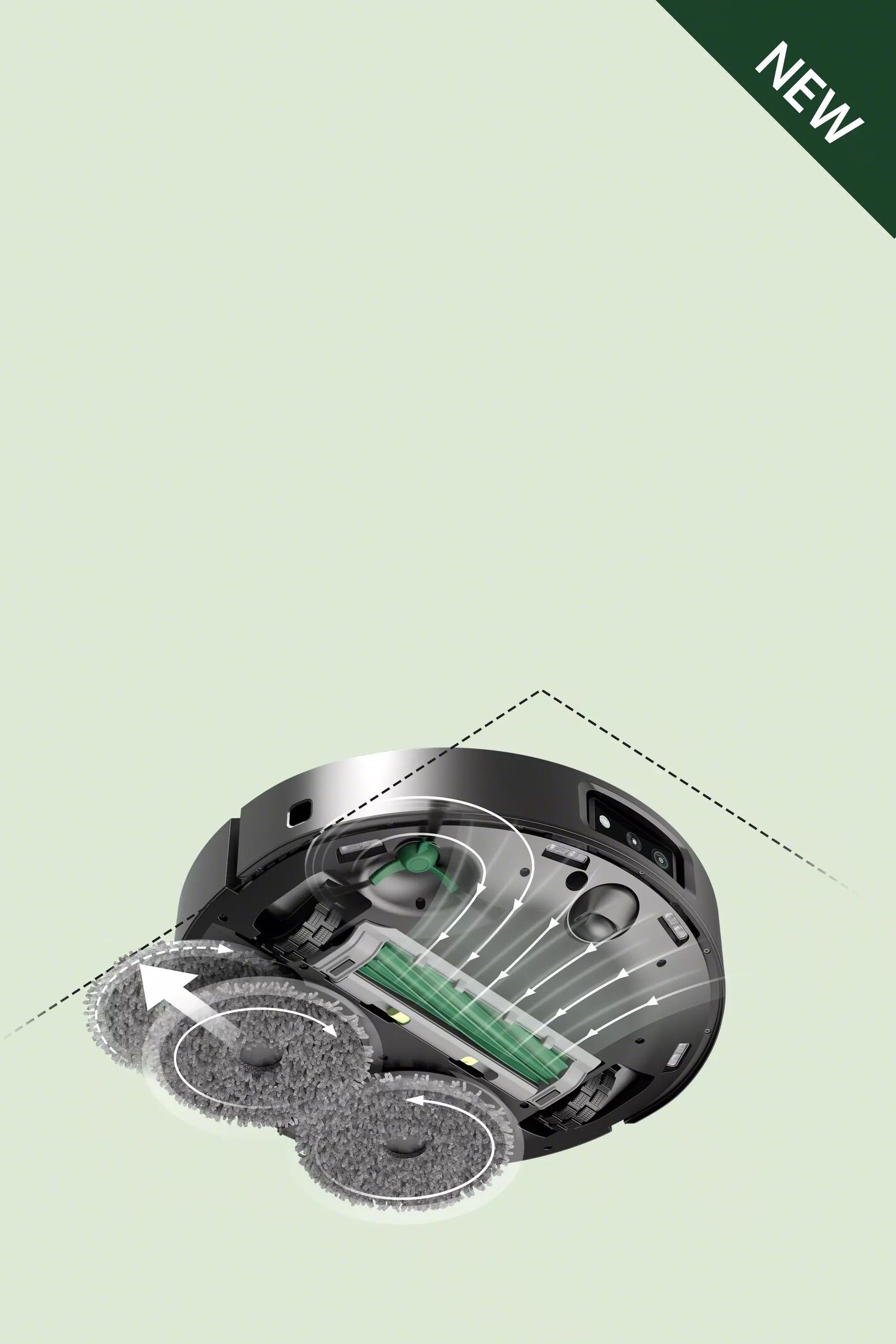 Deeper scrubbing with DualClean&trade; spinning mop pads